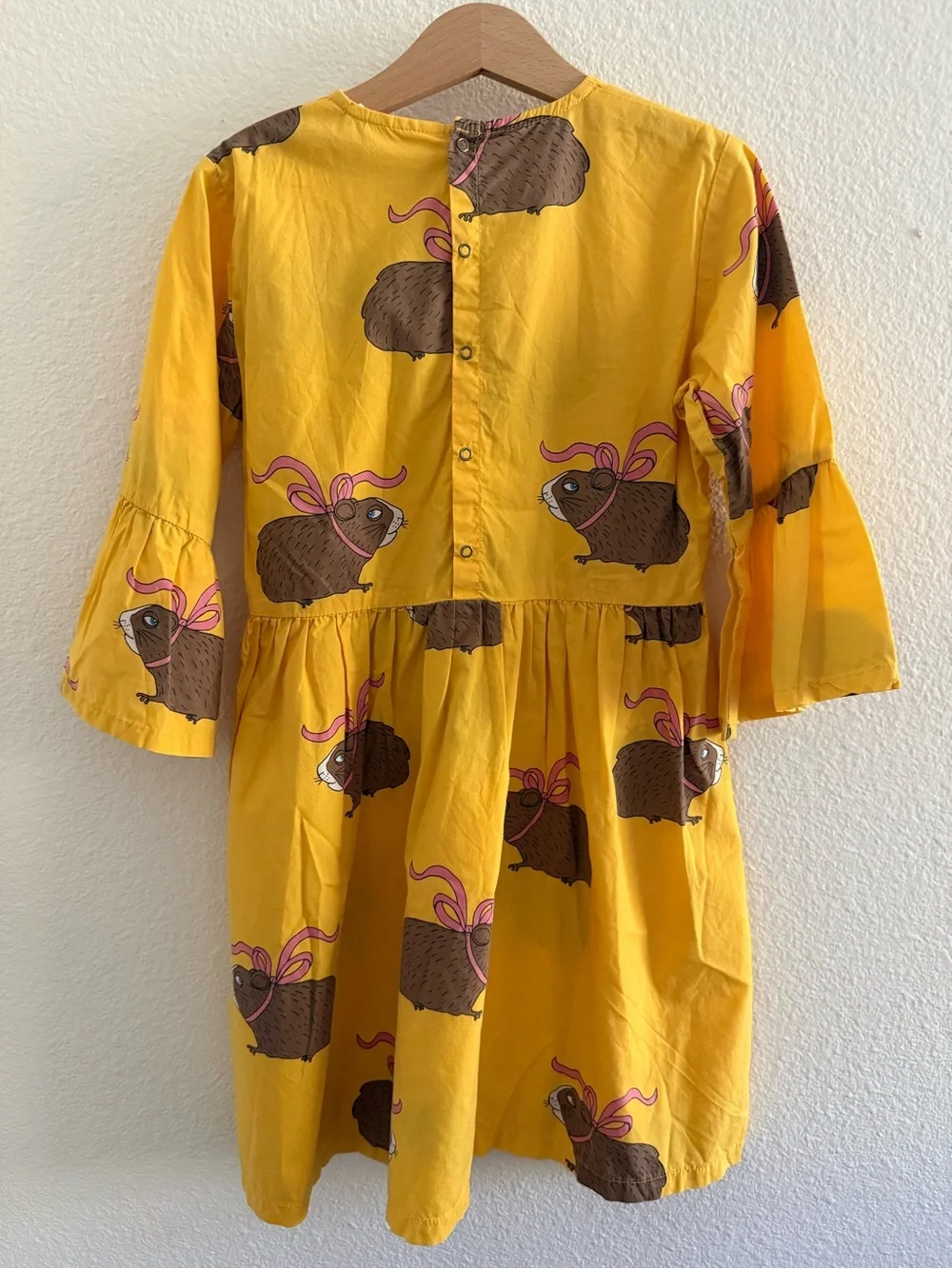 Mini Rodini Yellow Kids Dress with Whimsical Animal Print